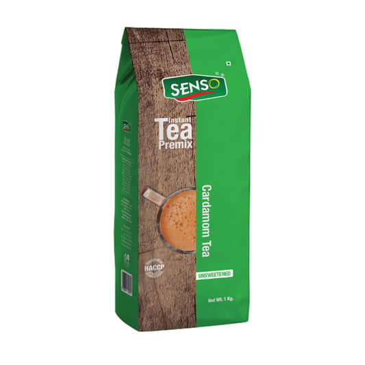 Senso brand cardamom tea premix 1kg package with green and brown design by TEA COFFEE VENDING SERVICE