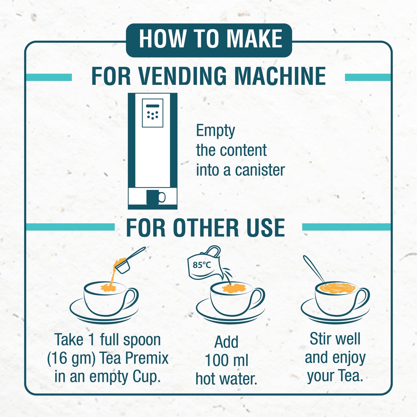 Instructions on how to make cardamom tea premix unsweetened for vending machine and other use