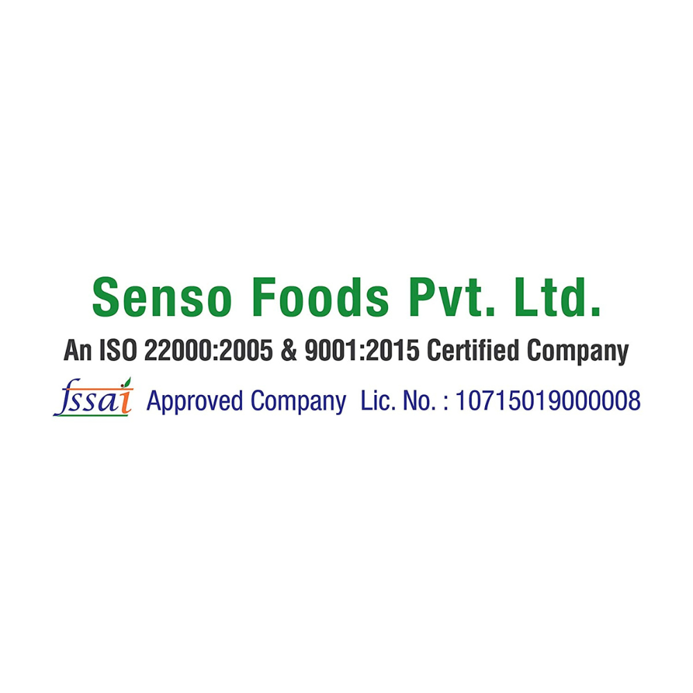 Senso Foods Pvt Ltd certified company logo with ISO and FSSAI approval for SENSO green tea powder
