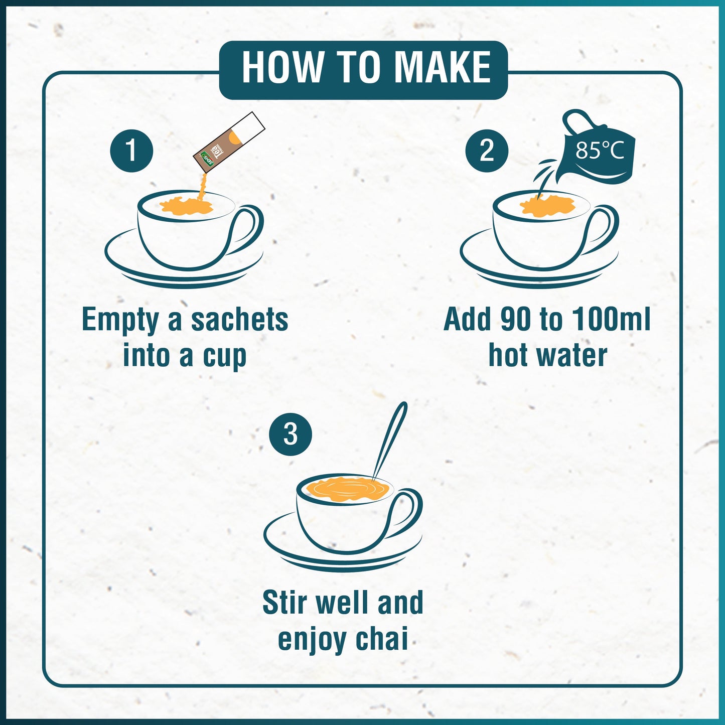 Step-by-step guide to prepare Senso plain coffee by emptying sachet, adding hot water, and stirring well